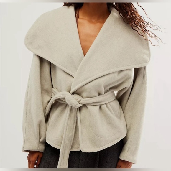 NWOT Free People Wool Look MINA jacket High end Free People Light gray flaw XL - Picture 2 of 13